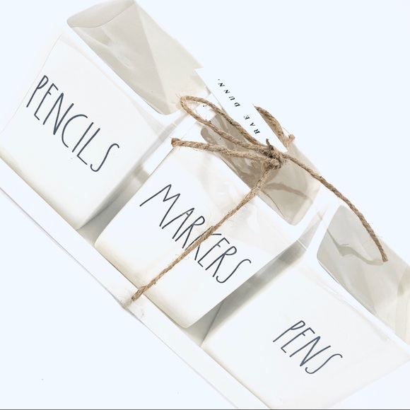 Rae Dunn organizer  PENCILS MARKERS PENS w Tray - Picture 3 of 3